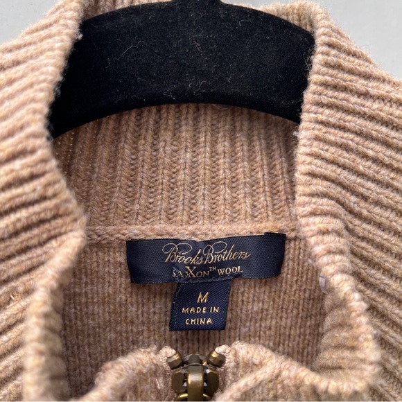 Brooks Brothers Wool Sweater Jacket Tan Womens Zip Up Medium M - Picture 11 of 14